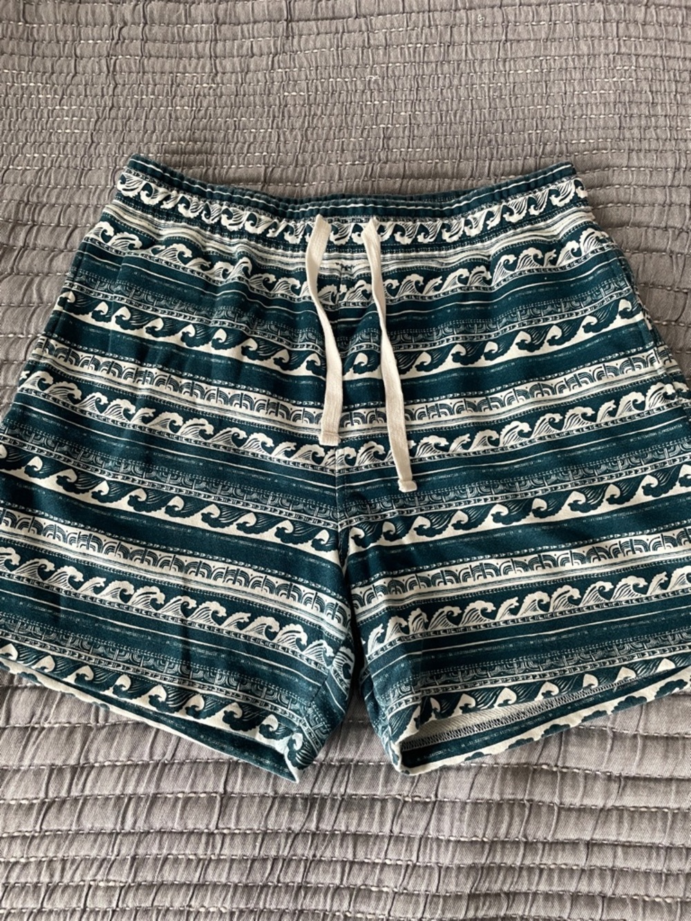 Forever 21 Teal and White Patterned Drawstring Shorts